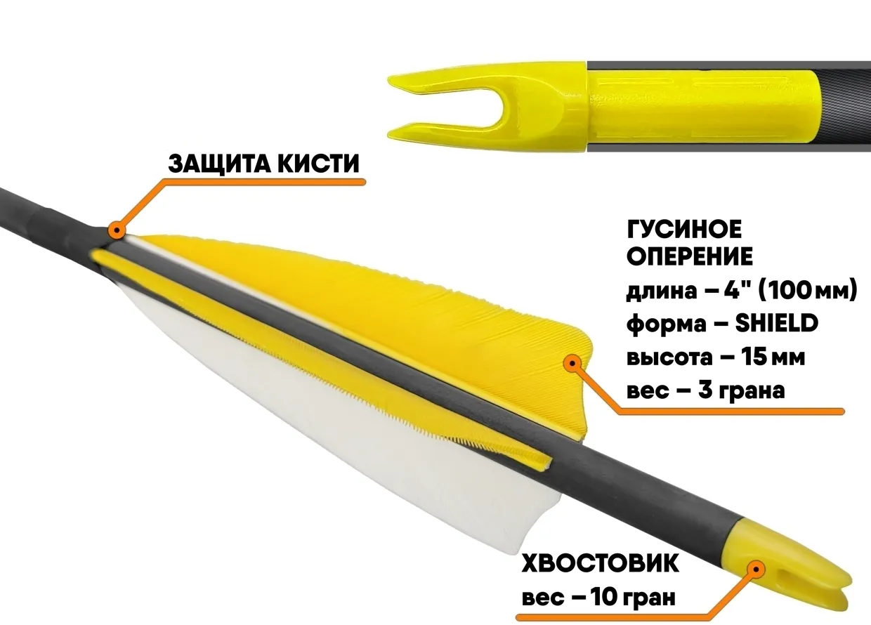 Стрела лучная карбоновая Anarchy 500 натуральное оперение